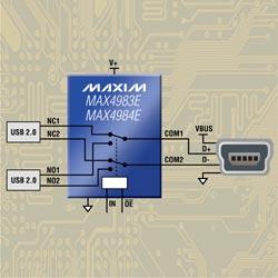 MAX4983E/MAX4984E:Maxim高速USB (USB 2.0) DPDT開關