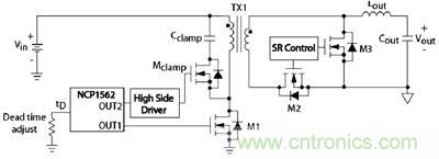 采用安森美半導體NCP1562的有源鉗位正激拓補結(jié)構