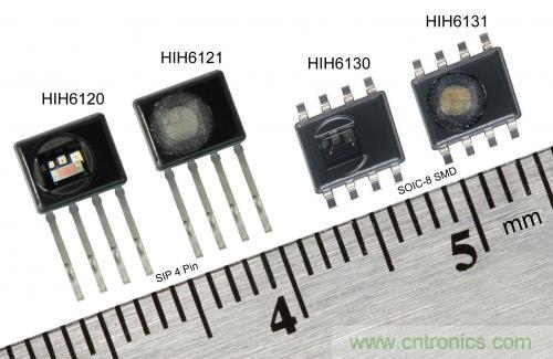 圖2：霍尼韋爾HumidIcon數(shù)字式溫濕度傳感器在單一小型封裝內(nèi)集成兩大功能，能在2.3Vdc低電壓下運(yùn)行