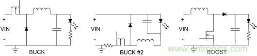 圖5：簡(jiǎn)單的降壓和升壓型拓?fù)錇長(zhǎng)ED 供電