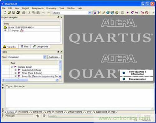 圖14.Quartus II 主應(yīng)用窗口
