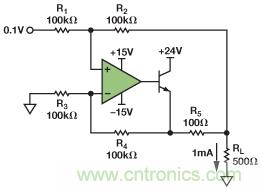 圖3.IOUT= 1 mA的示例電路。