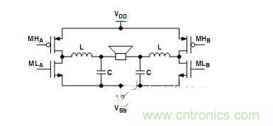 差分開關(guān)輸出級(jí)和LC低通濾波器