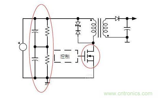 反激轉(zhuǎn)換器中的串聯(lián)大電容電路及單顆1，000VMOSFET
