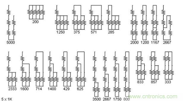 5個(gè)電阻我想出了23種組合。還有其它組合嗎？