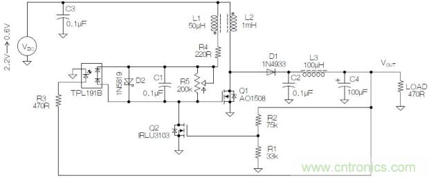 圖2：基于MOSFET的焦耳小偷電路。