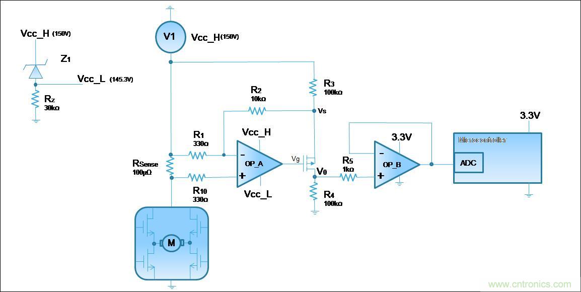 低壓運(yùn)放如何檢測(cè)高壓上橋臂電流？