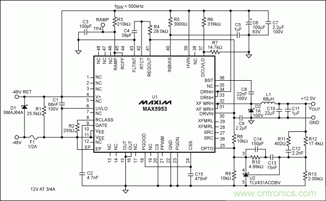 包含12V buck轉(zhuǎn)換器的低成本用電設備完整方案