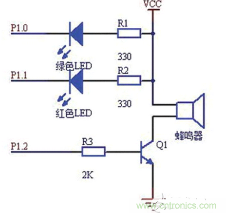 倒車?yán)走_(dá)聲光報(bào)警電路圖