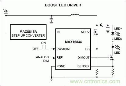 Li+電池供電、低壓高亮度(HB) LED解決方案