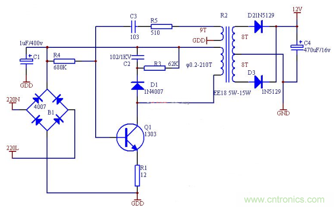 六款簡單的開關電源電路設計，內(nèi)附原理圖詳解