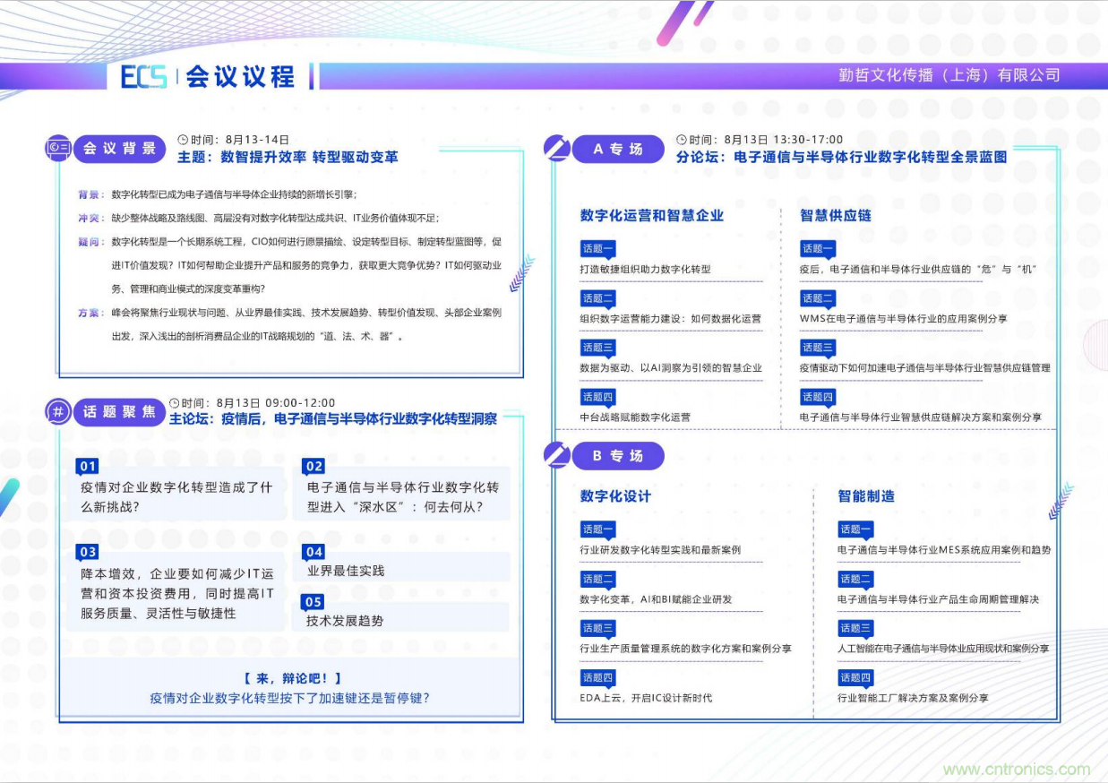 ECS 2020|第二屆中國電子通信與半導體CIO峰會正式啟動！