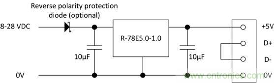 使用RECOM DC／DC轉(zhuǎn)換器作為USB充電器