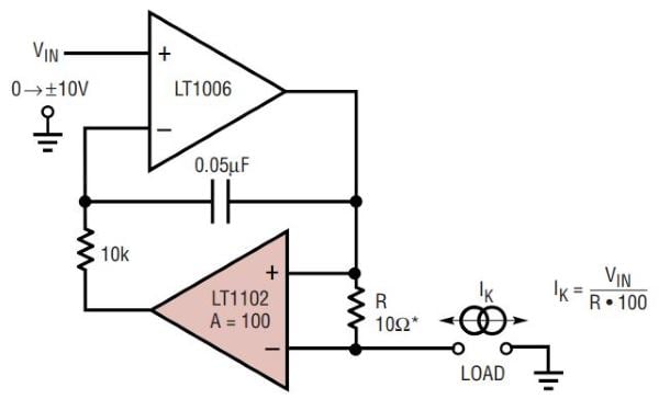 如何設計簡單的電壓控制雙向電流源